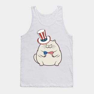 Funny fat cat is ready for independence day Tank Top